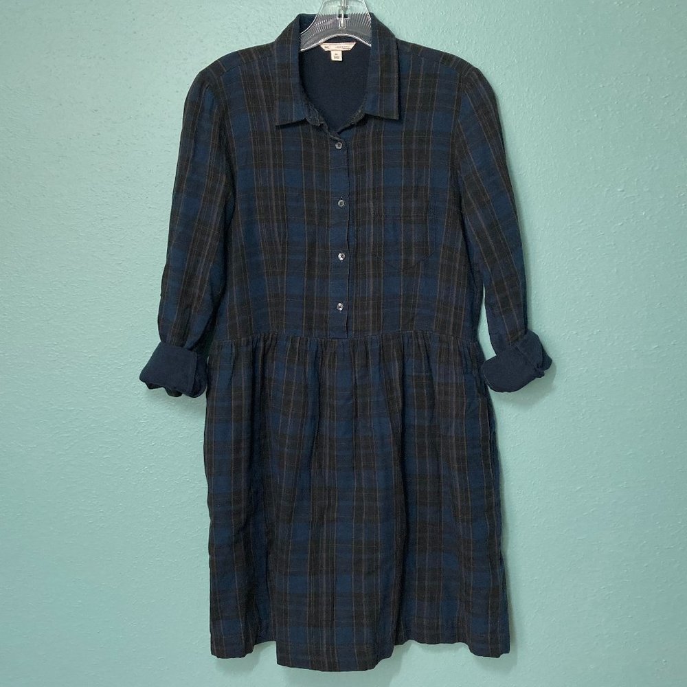 GAP Navy Plaid Baby Doll Pullover Shirt Dress
